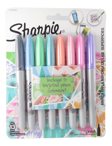 8 Plumones Marcador Permanente Colores Pasteles Sharpie