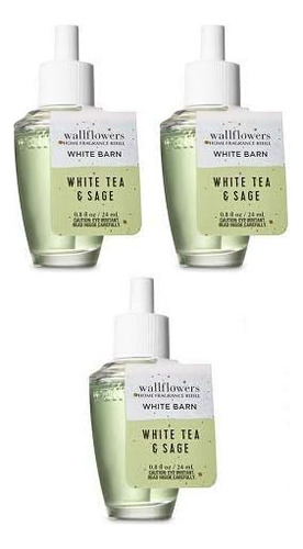 Bath And Body Works 3 Pack White Tea & Sage Wallflowers...