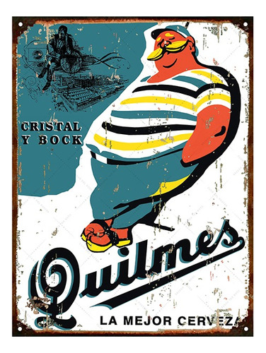 Cartel De Chapa Publicidades Cerveza Quilmes L520 20x28cm