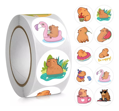 500 Pegatinas De Capibara 2,5 Cm Sticker Capibara Capybara Marrón Capibara