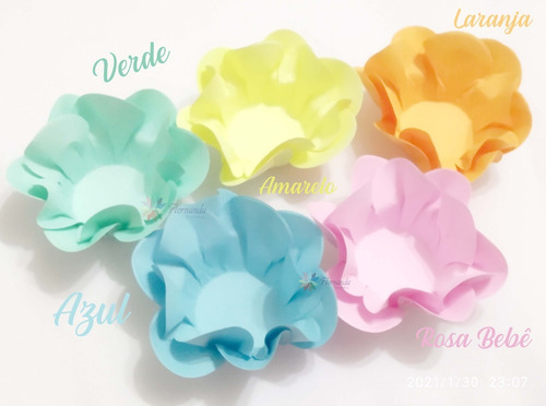 Imagem 2 de 3 de 50 Forminhas Doces Finos Modelo Flor Papel Candy Color