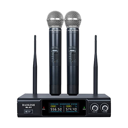 Sistema De Micrófono Inalámbrico Baolesh, Uhf Fijo De Dos Ca