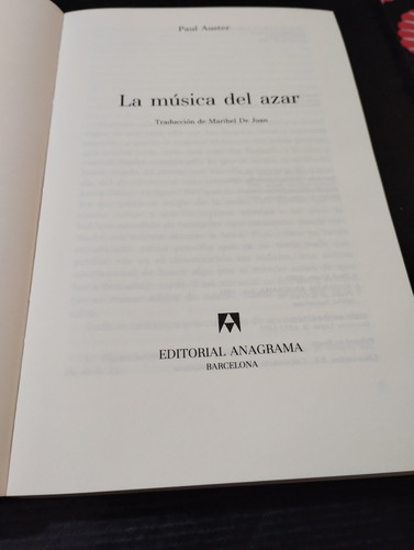 La Música Del Azar. Paul Auster. Anagrama. Olivos (Usado)
