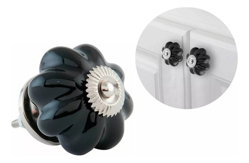 Tirador De Cerámica Para Mueble Negro Premium X 6 Unidades