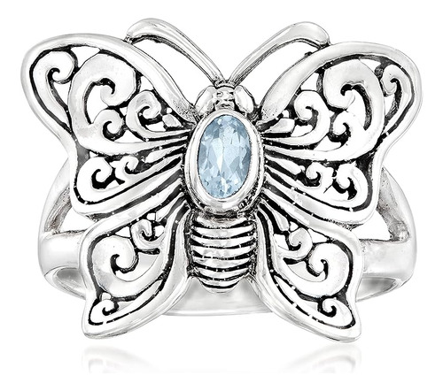 Ross Simons Anillo Topacio Azul Cielo 20 Quilates En Plata G