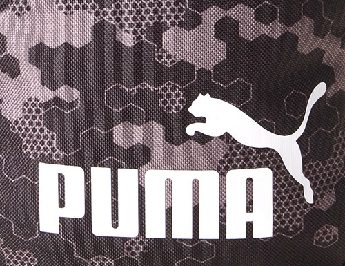 Funda portátil Puma Phase Aop con marco de hardware, color níquel, correa de hombro negra, color negro, diseño de tela suave