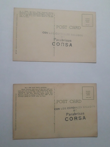 Dos Tarjetas 500 Millas De Indianápolis 1968 (Usado)