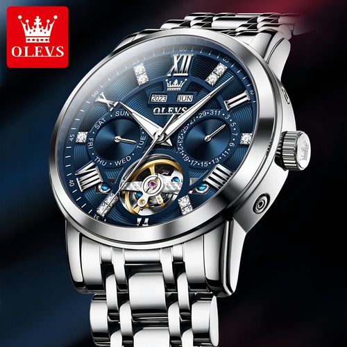 Relojes Mecánicos Con Calendario Luminoso Olevs Color Del Fondo Azul