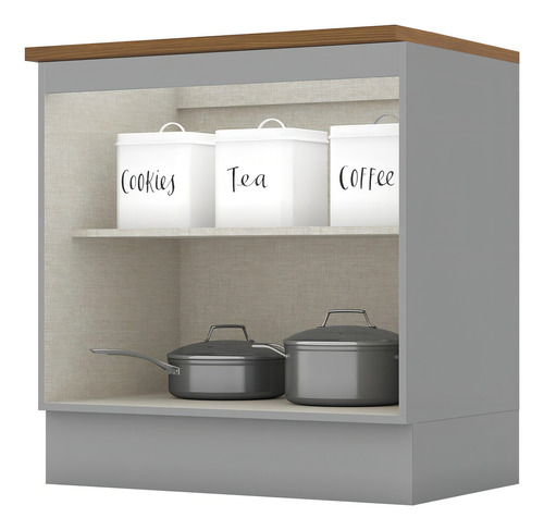 Balcão com Tampo Para Cooktop 2P 80cm Americana Cinza Nature Henn