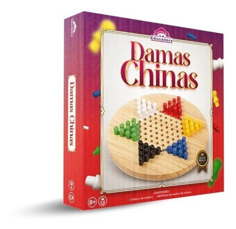 Juego De Salón Damas Chinas De Madera Tablero Redondo 60pzs