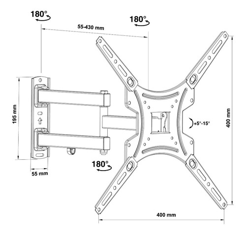 Soporte Para Tv Tedge Brazo Inclinable De 26 A 55 Pulgadas