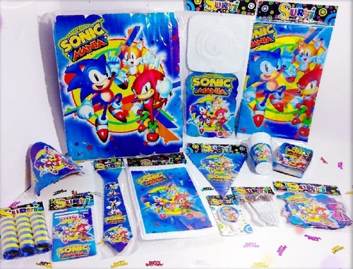 Kit Decoración Fiesta Infantil Sonic Manía 12 Personas