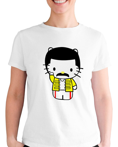 Playera Hello Kitty Freddie Mercury Rock Music Dibujo Queen