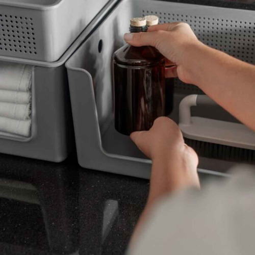 Cesto Organizador Flow Com Abertura Frontal Chumbo 16l