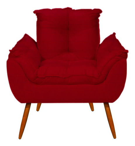 Kit Namoradeira Opala + 2 Poltronas Para Sala  Balaqui Decor Cor Vermelho