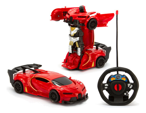 Carrinho Controle Remoto Vira Robo Com Bateria Recarregavel Cor Vermelho-escuro Personagem Robô