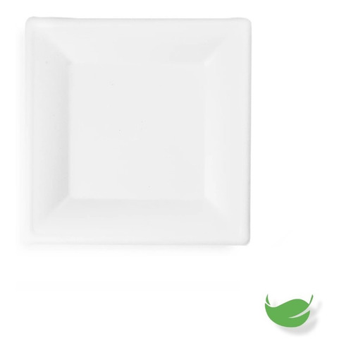 Imagen 1 de 6 de Plato Desechable Compostable Cuadrado 8 Pulgadas. 500 Pzas