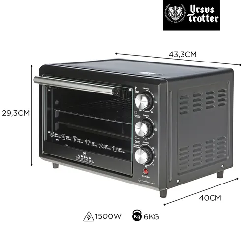 Horno Eléctrico 25 Litros Ursus Trotter Backofen Pro-b 1500w Color Negro
