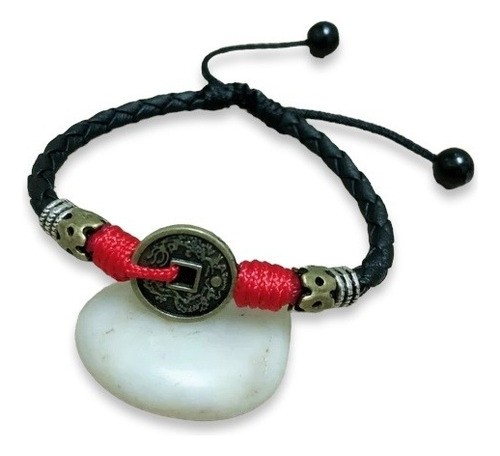 Pulsera Tobillera Feng Shui Suerte Para Hombre O Mujer Playa Color Negro/rojo Diámetro 20 Cm Largo 10 Cm