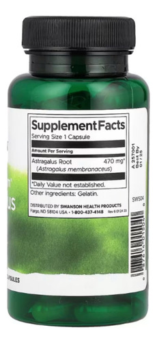 Raiz De Astragalo 470mg 100 Caps Swanson Astragalus Root