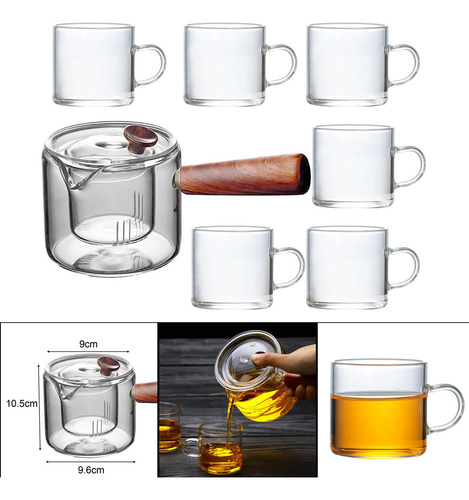 Tetera De Cristal De 450ml, Tetera Con Olla Con 6 Tazas