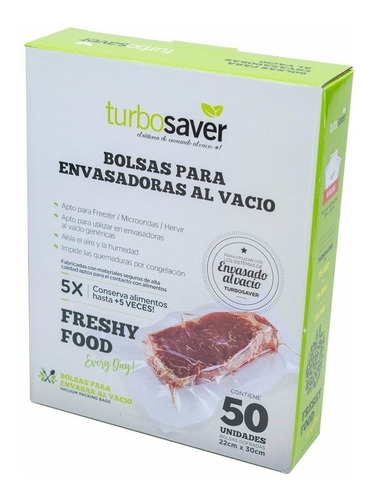 Bolsas Para Envasadora Al Vacío Turbosaver 50 Unid. 22x30 Cm