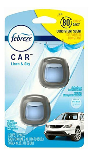 Febreze Car Aromatizante Para Autos Linen & Sky, 2 Unidades