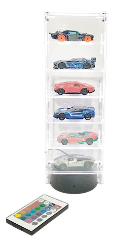 Exhibidor Para Hot Wheels 6 Pzs Acrlilico Iluminado De Color