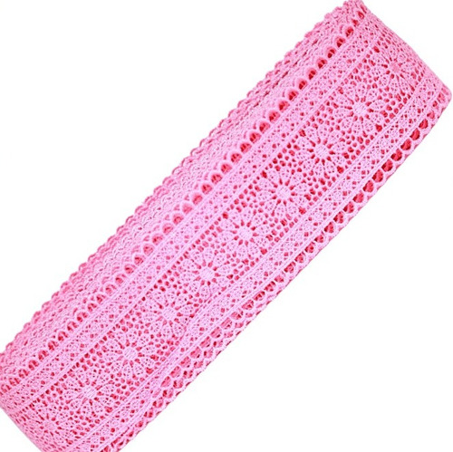 Renda Guipir Chl-419 Entremeio 4.0 Cm - Rolo C/13.7 Metros Cor Rosa-chiclete