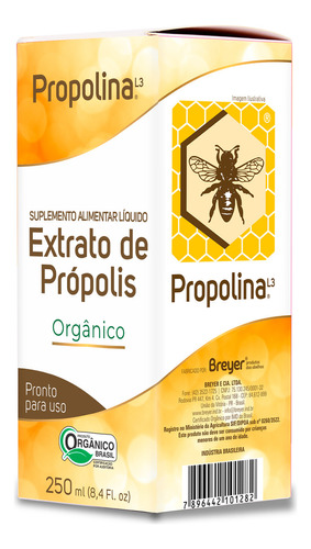 Propolina L3 Extrato de Própolis Diluído em Água Orgânico 250ml