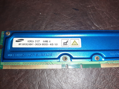 Memoria Rdram Samsung Mr16r0824bn1-ck8in 64 Mb/4 800  45