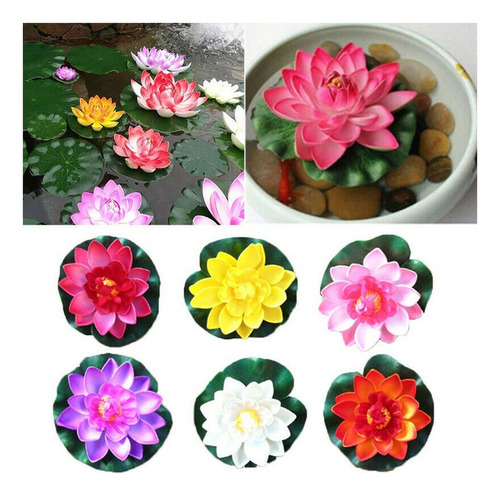 10 Pzs Artificiales Loto Flores Lirio Cojín Flotante Ornamen