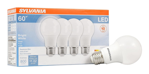 Led Equivalente Bombilla 60 W A19 Eficiencia 8.5 Base Media