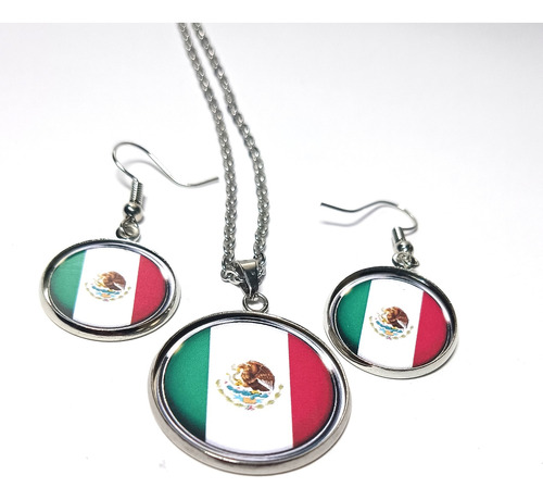 Pendientes Y Dije De Bandera De México 