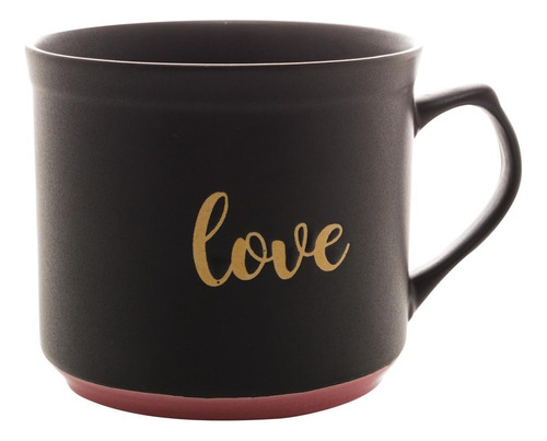 Caneca 28544 Love Preto Matt/rosa 660ml Rojemac