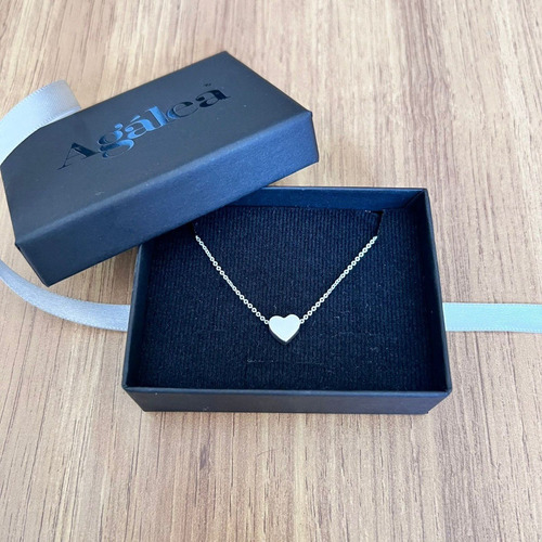 Imagen 8 de 10 de Collar Corazón Pasacadena De Plata .925 Agálea Joyería