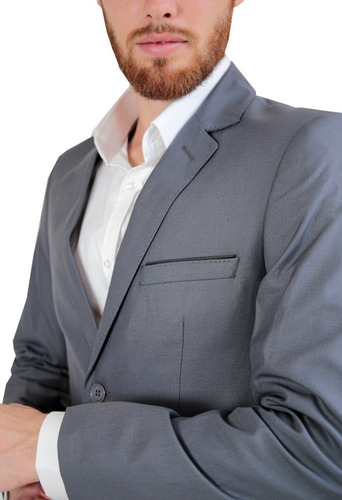 Imagem 4 de 5 de Terno Masculino Alfaiataria Poliviscose Cinza