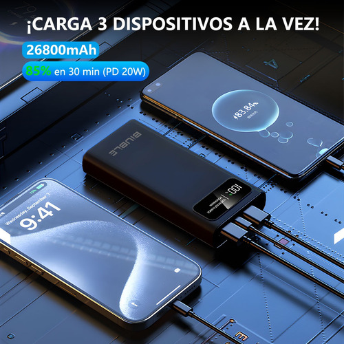 Power Bank 26800mah 120w Carga Rápida Portátil Con Pantalla