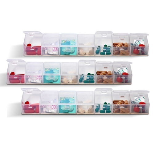 Pastillero Organizador Plastico Semanal Colombraro Kit X 3