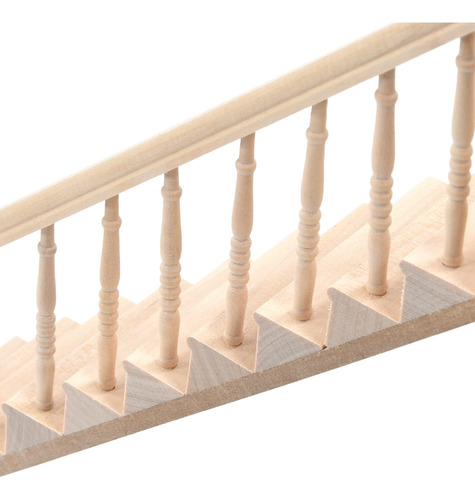 Escalera Para Casa De Muñecas De Abedul Brillante Con Esquin