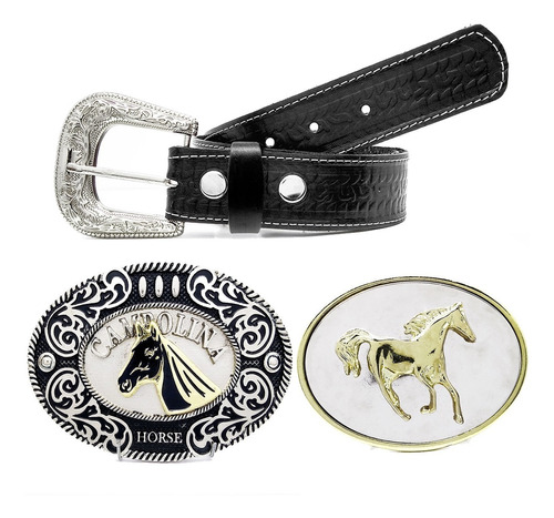 Kit Presente Cinto Country Cowboy Masculino Fivelas Rodeo 