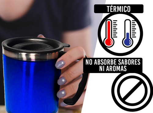 Imagen 3 de 10 de Vaso Termico Jarro Taza Con Manija 450ml Acero Inoxidable