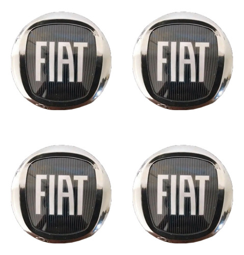 4 Calota Centrinho Roda Fiat Punto Preto + Capa Válvula Fiat