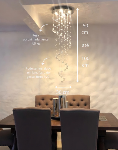 Lustre De Cristal Legítimo Espiral Para Sala De Jantar/estar 127/220V