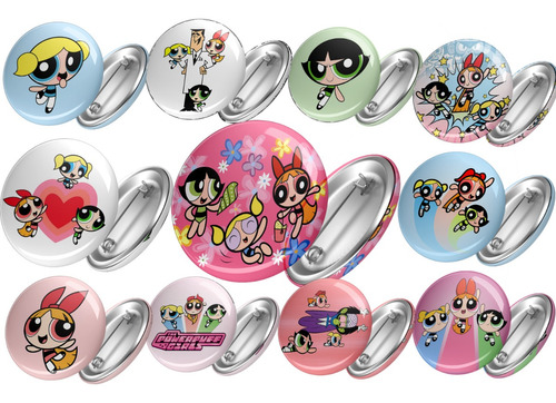 Pins Prendedores 55 Mm Chicas Super Poderosas X 15 Unidades