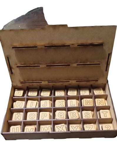 Caja Abc Abecedario Didactico Mdf Aprender Niños Educativo