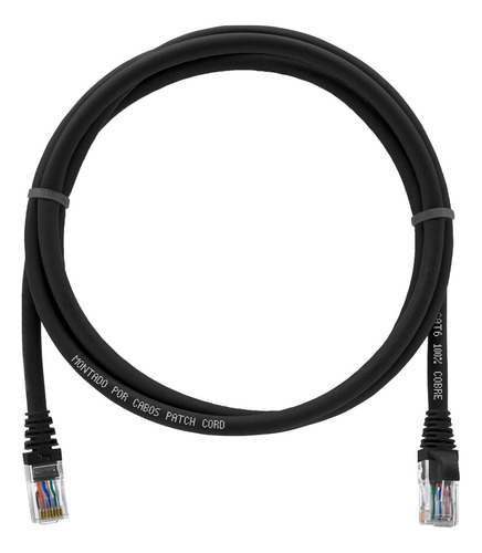 Cabo De Rede Patch Cord Cat6 Furukawa 100% Cobre Preto 2 Mts