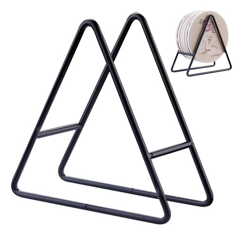 Posavasos Triangulares Soporte Metal Negro, Apto 4-9 Posavas
