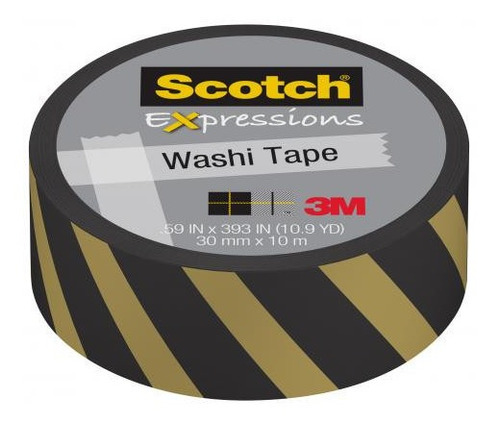 Cinta Scotch Washi Tape Expressions  Dorada Y Negra 10 Mtros