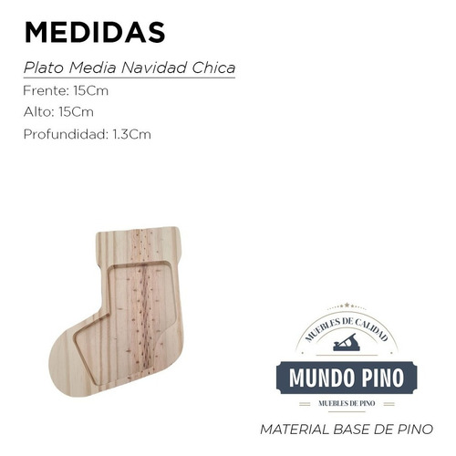 Imagen 2 de 6 de Media Navideño Chica Plato De Madera Mundo Pino